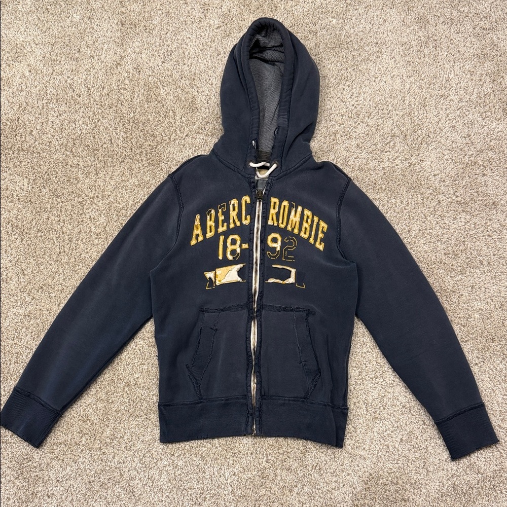 Abercrombie & Fitch Navy Hoodie with Yellow Details